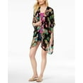 thumbnail image 1 of INC International Concepts Women's Tropical-Print Crochet Kimono & Cover-Ups, Black, One Size, 1 of 2