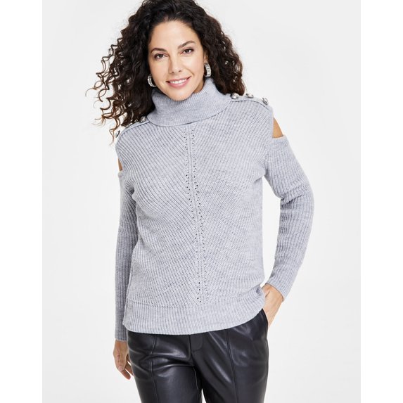 INC International Concepts Women's Turtleneck Cold-Shoulder Sweater Size M
