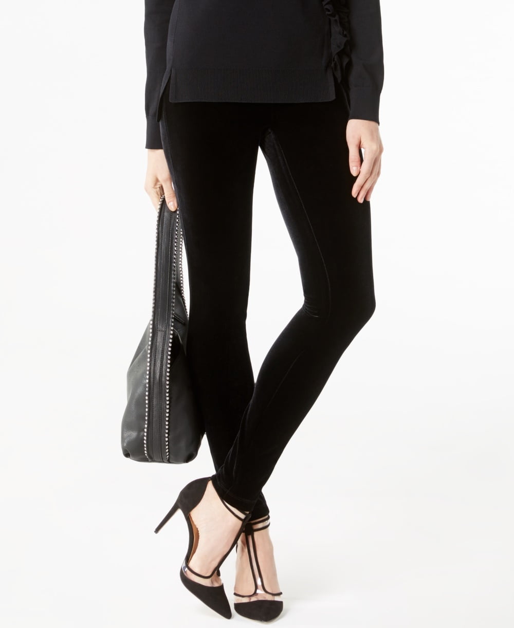 INC International Concepts Women's Velvet Skinny Pants Black Size