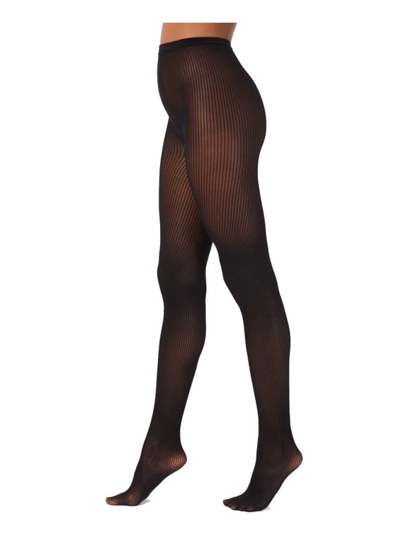 Women’s Vertical Stripe Knit Tights, Black, X-Small / Small