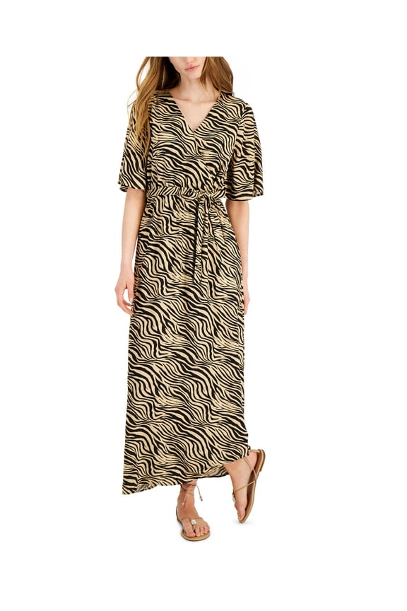 Women's Zebra Maxi Dress Brown Size X-Small