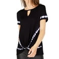 INC International Concepts Women'ss Twist Front Tie Dye Top Black Size