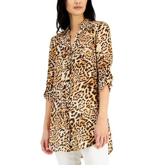 INC International Concepts Womens Animal Print Tunic Caterina Cheetah XS