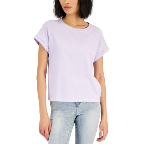 INC International Concepts Womens Boxy Crewneck T-Shirt Light Amethyst L
