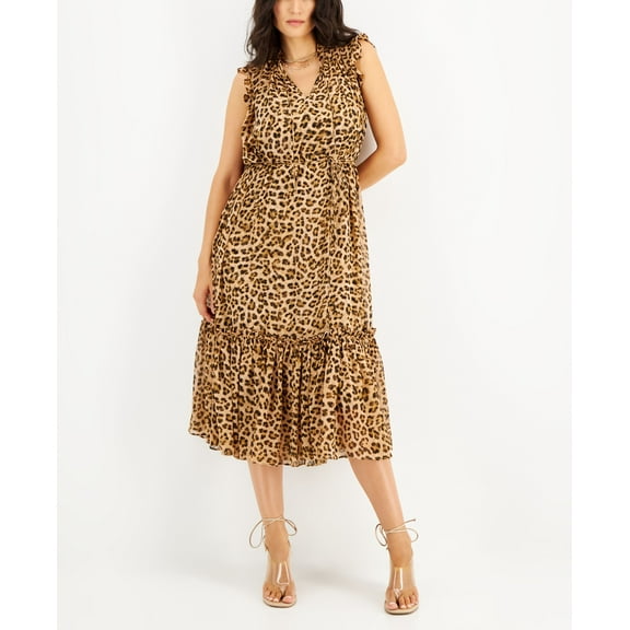 INC International Concepts Womens Cheetah Print Flutter Sleeve Dress Classic Cheetah S