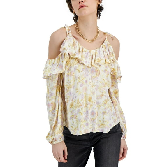 INC International Concepts Womens Cold Shoulder Blouse Adeline Garden S