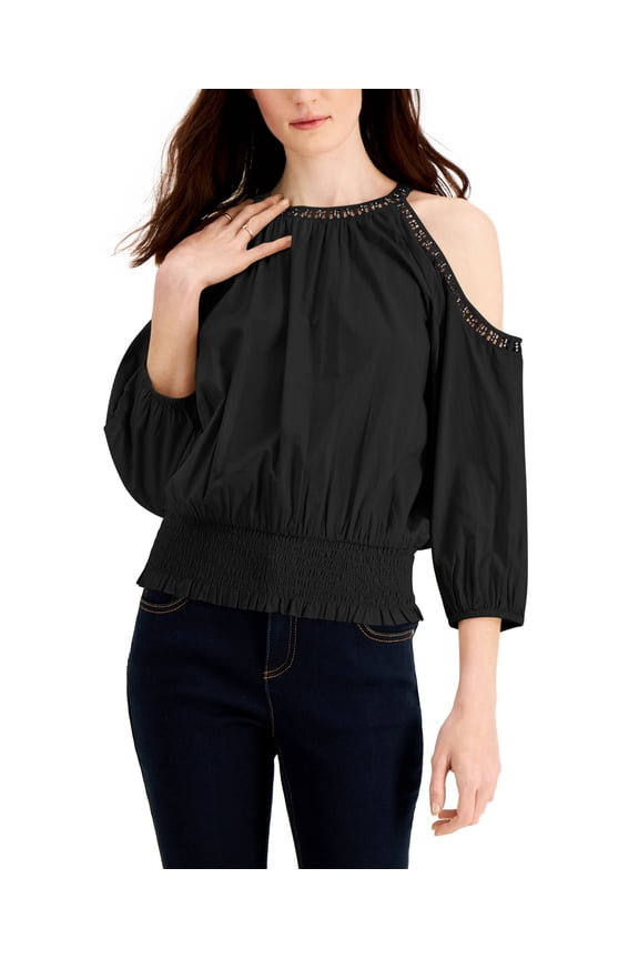 Womens Cold Shoulder Top Deep Black S