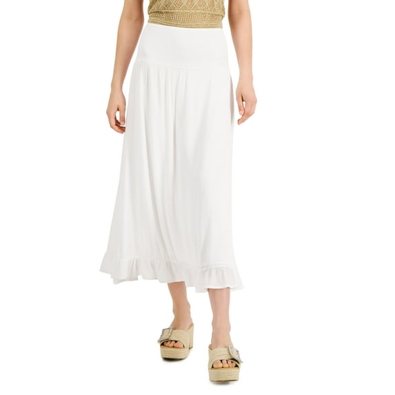 INC International Concepts Womens Crinkle Gauze Skirt Bright White S