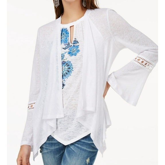 INC International Concepts Womens Crochet Sleeve Linen Cozy Cardigan;2XL