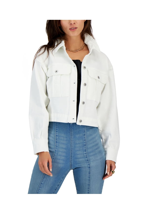 Womens Cropped Denim Jacket Bright White L