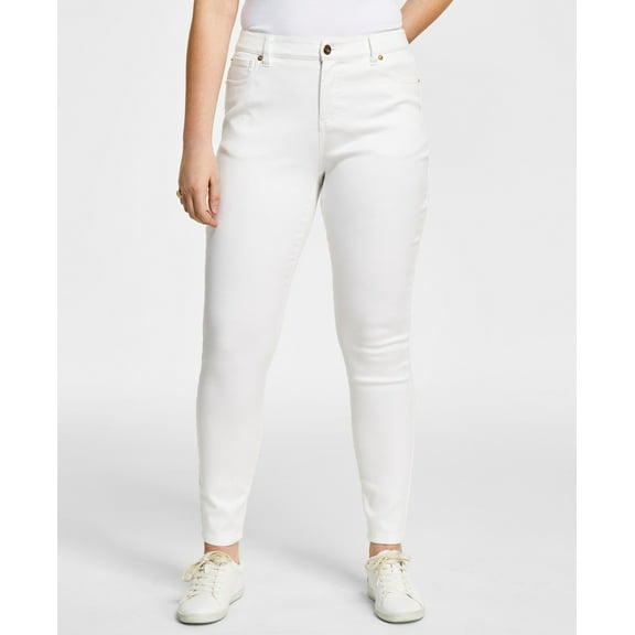 INC International Concepts Womens Curvy High Rise Skinny Jeans White 4