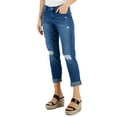 thumbnail image 1 of INC International Concepts Womens Curvy Mid Rise Ripped Straight Leg Jeans Portside Wash 12, 1 of 1