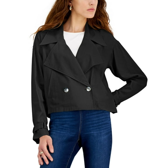 INC International Concepts Womens Double Breasted Jacket Deep Black XL