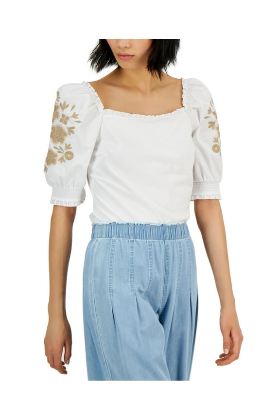 Womens Embellished Top Bright White XS