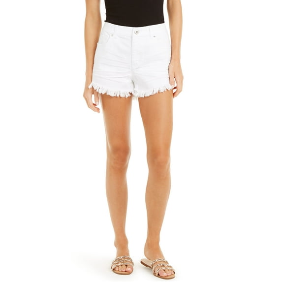 INC International Concepts Womens Frayed High Rise Shorts White 16