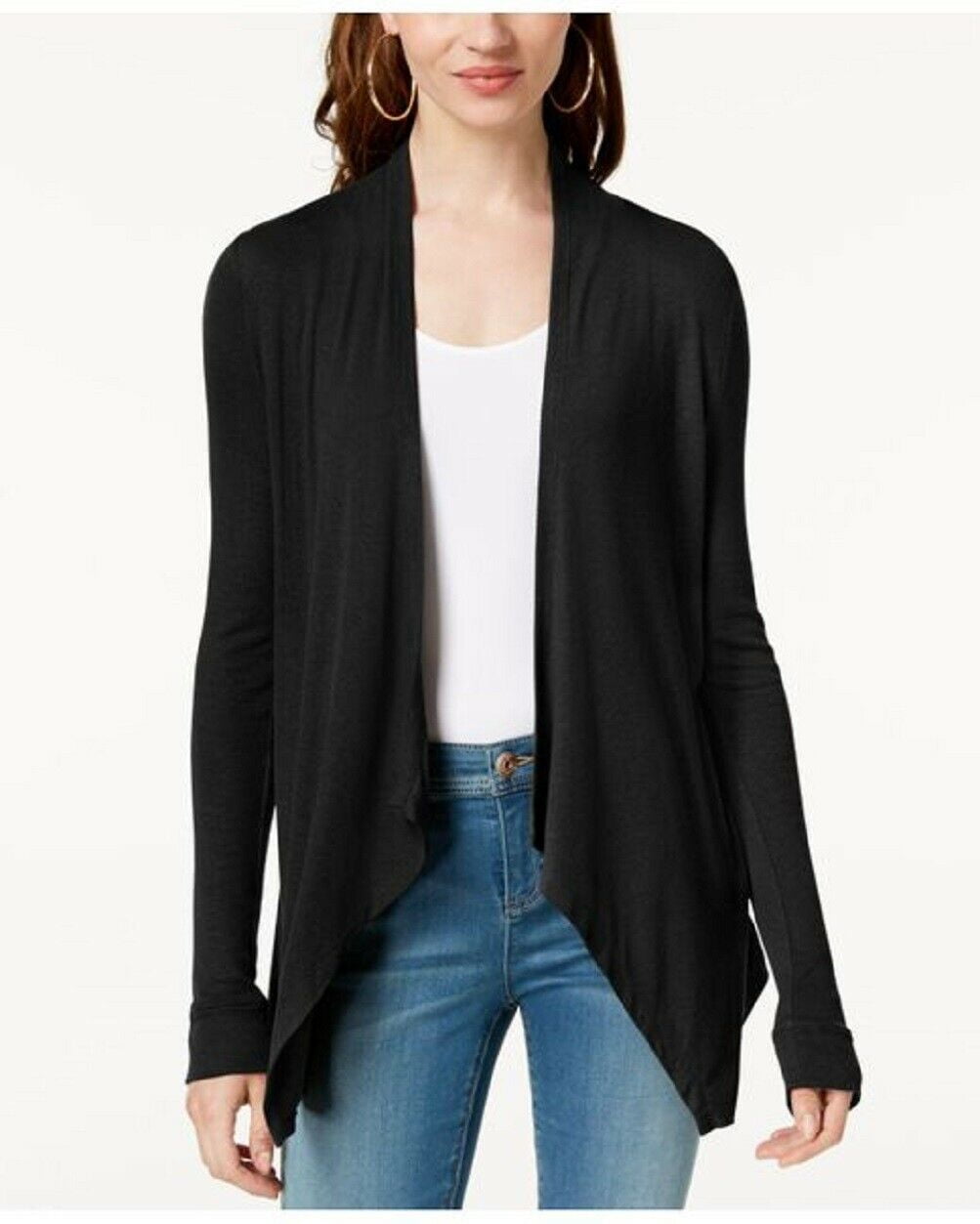 RESTOCKED** BASIC DONNA WEAVE TEXTURED KNIT CARDIGAN IN BLACK - ShopperBoard