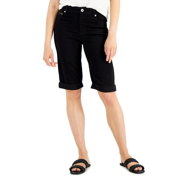 INC International Concepts Womens High Rise Bermuda Short Deep Black 12