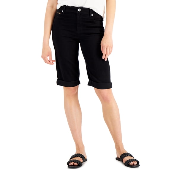 INC International Concepts Womens High Rise Bermuda Short Deep Black 4