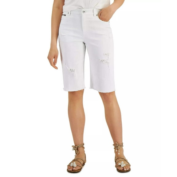 INC International Concepts Womens High Rise Bermuda Short White 6