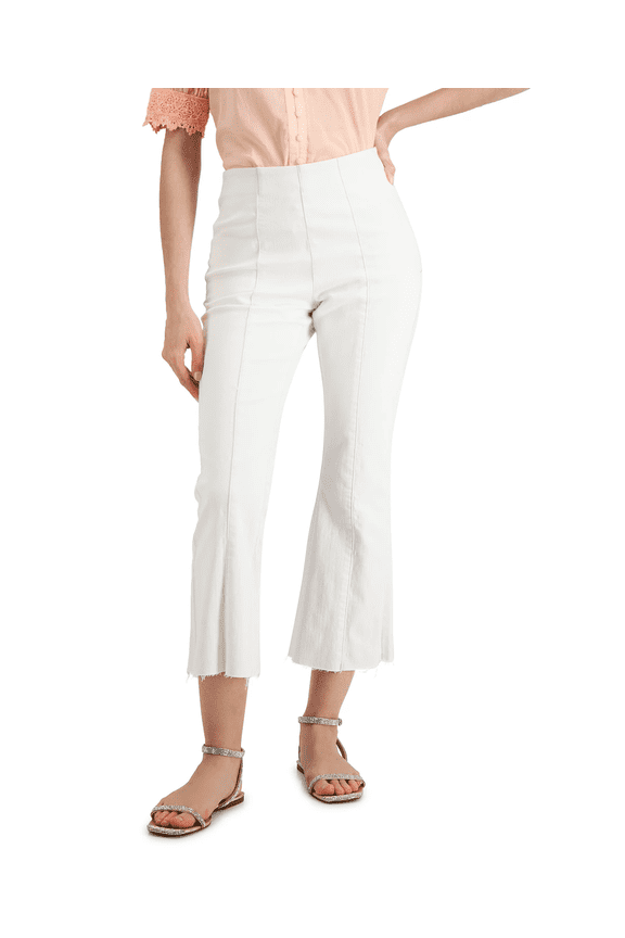 Womens High Rise Crop Flare Pull On Jean White 16