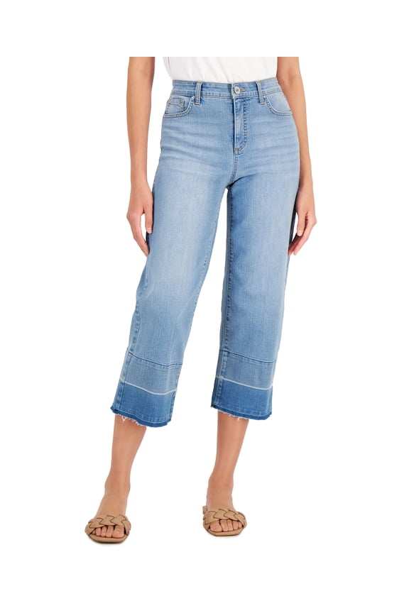 Womens High Rise Cropped Wide Leg Jeans Medium Indigo 10