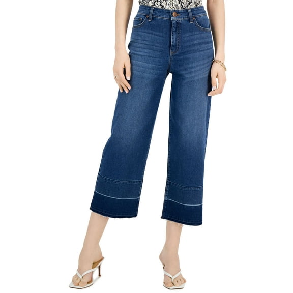 INC International Concepts Womens High Rise Cropped Wide Leg Jeans Medium Indigo 12