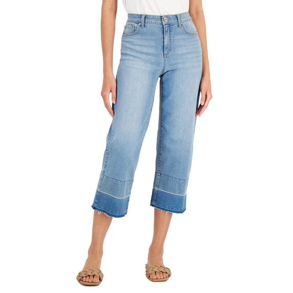 INC International Concepts Womens High Rise Cropped Wide Leg Jeans Medium Indigo 12