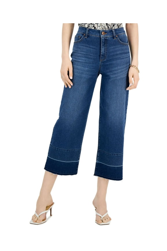 Womens High Rise Cropped Wide Leg Jeans Medium Indigo 14