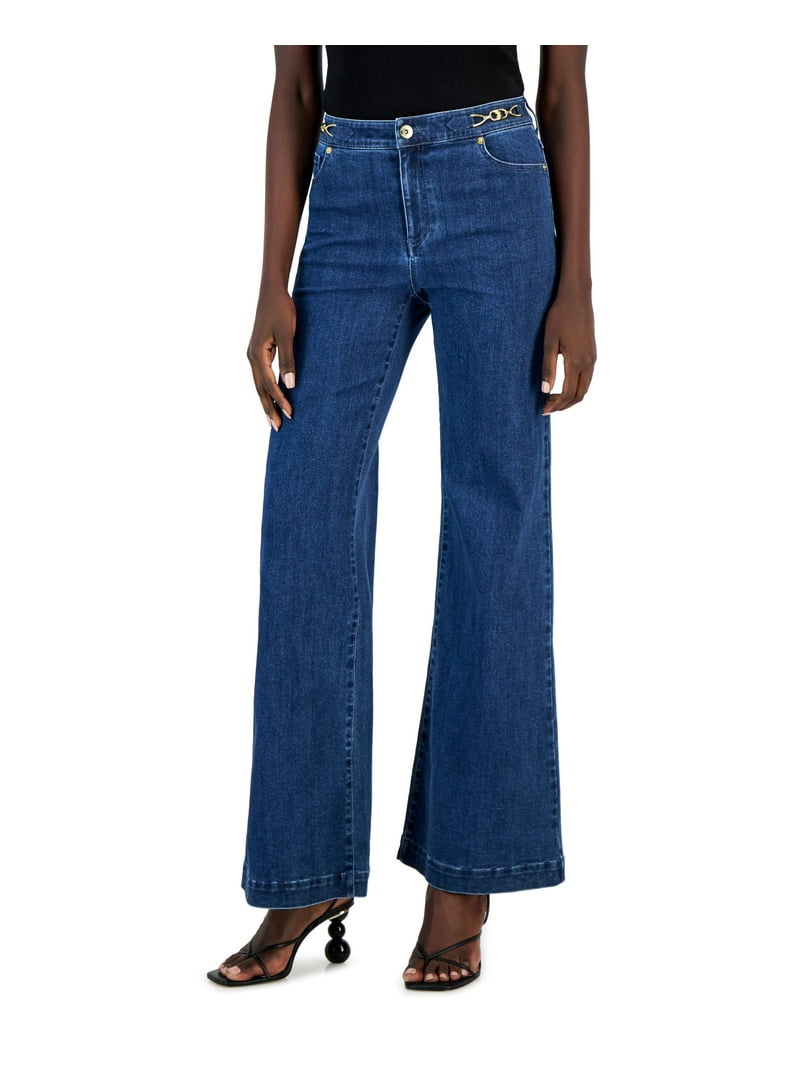 INC International Concepts Womens High Rise Flare Leg Jeans Medium Indigo  16 - Walmart.com