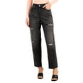 thumbnail image 1 of INC International Concepts Womens High Rise Ripped Leopard Boyfriend Jeans Washed Black 14, 1 of 1