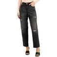 thumbnail image 1 of INC International Concepts Womens High Rise Ripped Leopard Boyfriend Jeans Washed Black 2, 1 of 3