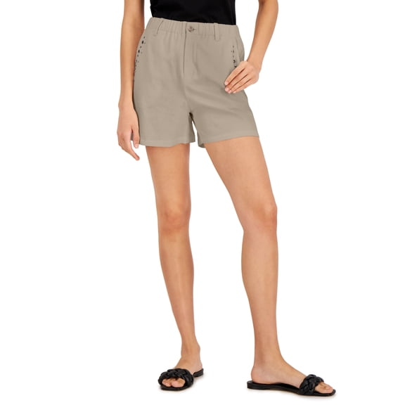 INC International Concepts Womens High Rise Studded Pull On Shorts Toasted Twine S