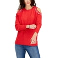 thumbnail image 1 of INC International Concepts Womens Jewel Studded Cold Shoulder Sweater Real Red M, 1 of 1