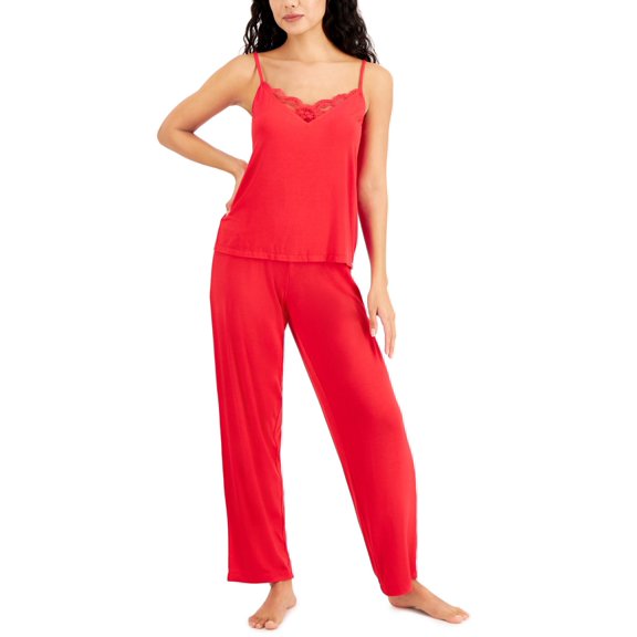 INC International Concepts Womens Lace-Trim Cami Pajama Set Patrol Size X-Small