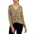 thumbnail image 1 of INC International Concepts Womens Leopard Ruched Front Top Classic Cheetah L, 1 of 1
