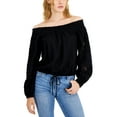 thumbnail image 1 of INC International Concepts Womens Linen Off The Shoulder Blouse Deep Black L, 1 of 1