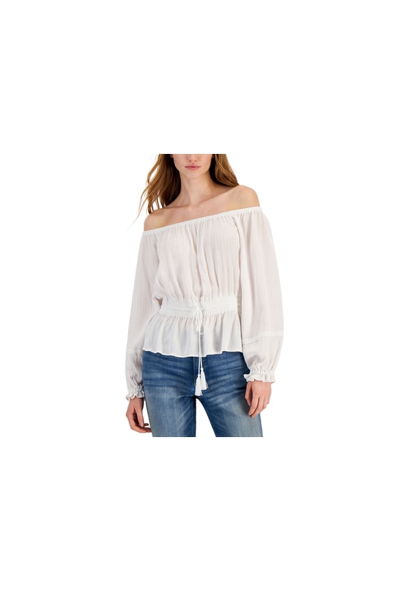 Womens Metallic Detail Top Bright White XS