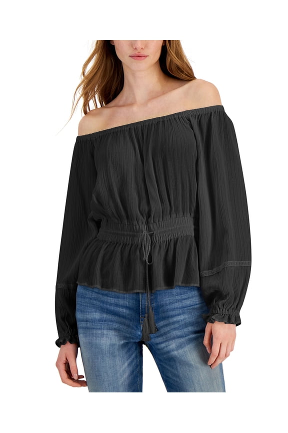 Womens Metallic Detail Top Deep Black M