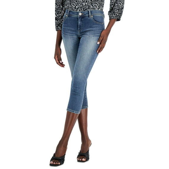 INC International Concepts Womens Mid Rise Cropped Skinny Jeans Light Indigo 4