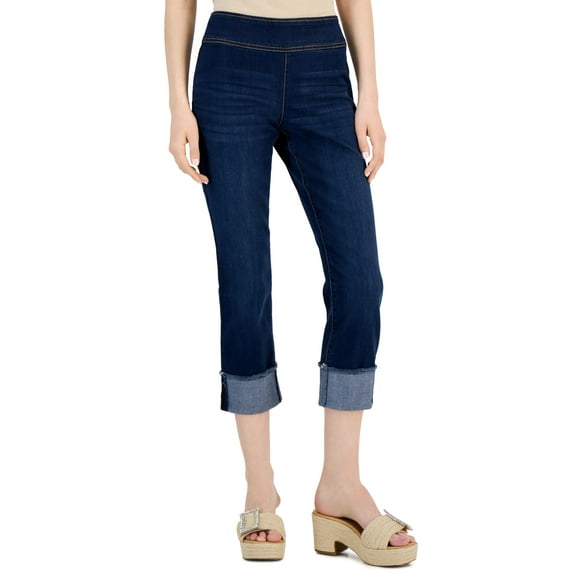 INC International Concepts Womens Mid Rise Pull On Cuffed Jeans Medium Indigo 2