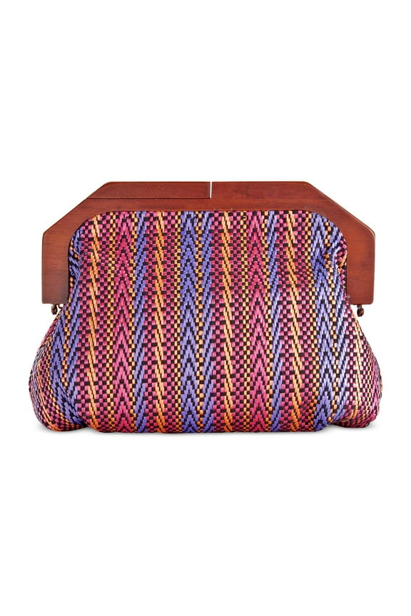 Womens Mini Wood Clutch Handbag Pink Ladies