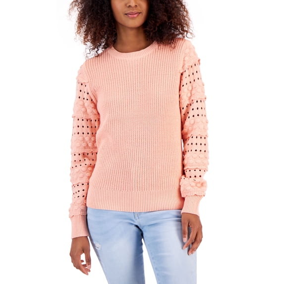 INC International Concepts Womens Mixed Knit Sweater Creamy Peach S