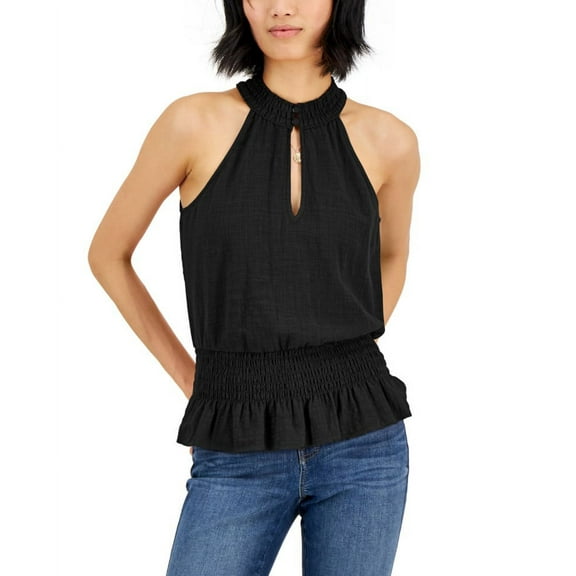 INC International Concepts Womens Mock Neck Top Deep Black S