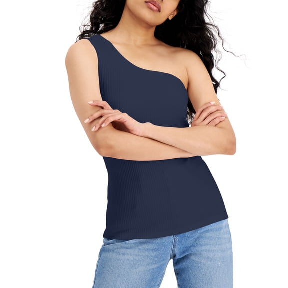 INC International Concepts Womens One Shoulder Tank Top Indigo Sea S