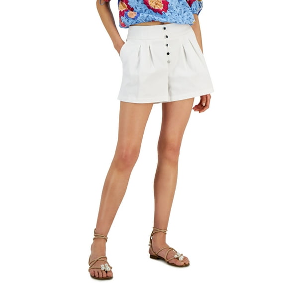 INC International Concepts Womens Pleated Shorts Bright White XS