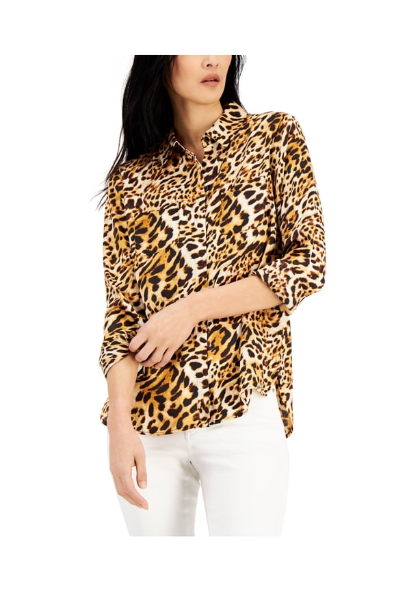 Womens Printed Button Down Caterina Cheetah XL