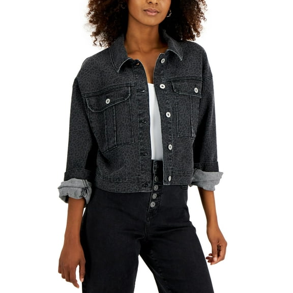 INC International Concepts Womens Printed Denim Tucker Jacket Chi Chi Cheetah S