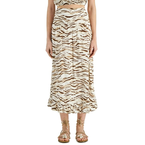 INC International Concepts Womens Printed Midi Skirt Talia Tiger XS