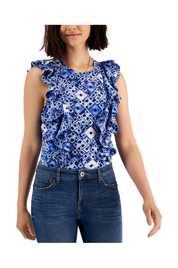Womens Printed Ruffled Top Dharma Dye XL