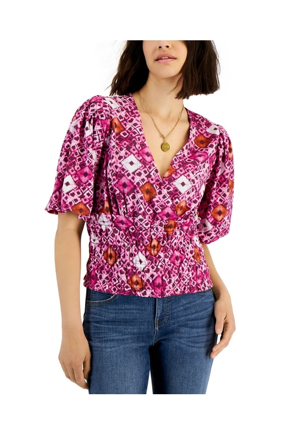Womens Printed Smock Waist Top Dharma Dye S